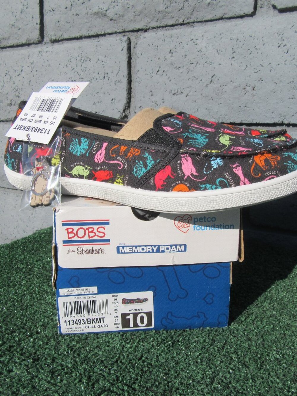 Brand New Skechers Bobs B-Cute Chill Gato Cat Slip In Shoes Women s Size 10